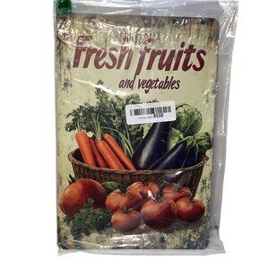 Fresh Fruits & Vegs Golden Era Distresses Metal Sign 8 X 12 New